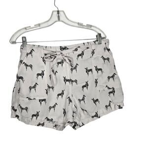 LOFT Linen Blend Shorts Zebra Print White Pockets Lightweight Summer Women 6